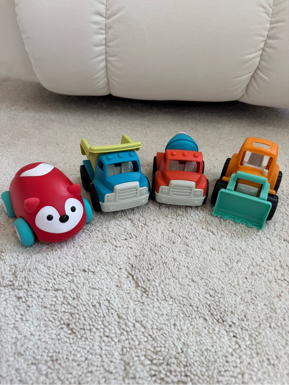 Bright Red Fox Car and Colorful Construction Truck Set for Kids